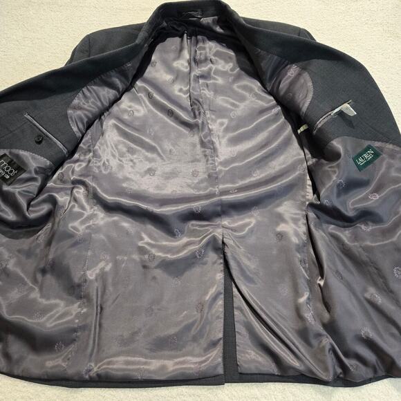 Lauren Ralph Lauren 100% Wool Blazer Sports Coat Men's 44L Stretch Dark Gray - Picture 8 of 15